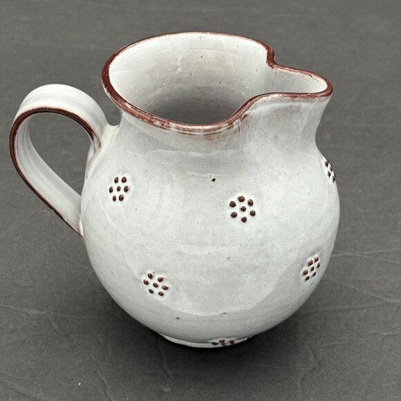 Handcrafted Ceramic Jug Pitcher Raised Brown Accents Pottery Farmhouse Rustic - Picture 13 of 13